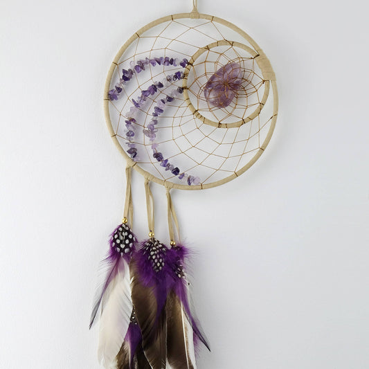 6" Energy Flow Dream Catcher with Amethyst Stones