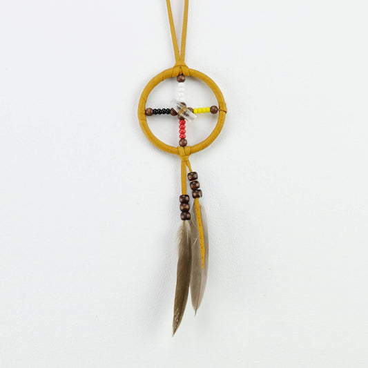 2" Medicine Wheel Dream Catcher - Quartz Crystal